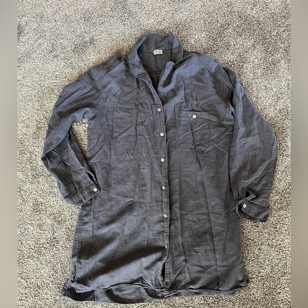 Restoration Hardware Gray and Blue Pajama Top Relaxed Fit